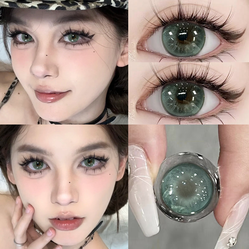 特价款】欧美亚裔混血cos绿色美瞳半年抛黑色混血隐形眼镜正品EJL