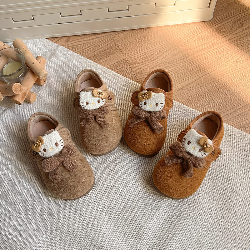 kt蝴蝶结洋气女童勃肯鞋2025新款秋冬儿童小童女宝公主鞋软底加绒