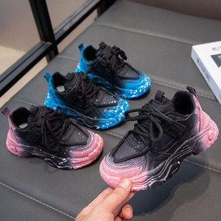 子2025春秋季 老爹潮鞋 新款 中大童小女孩时尚 儿童皮面运动鞋 女童鞋