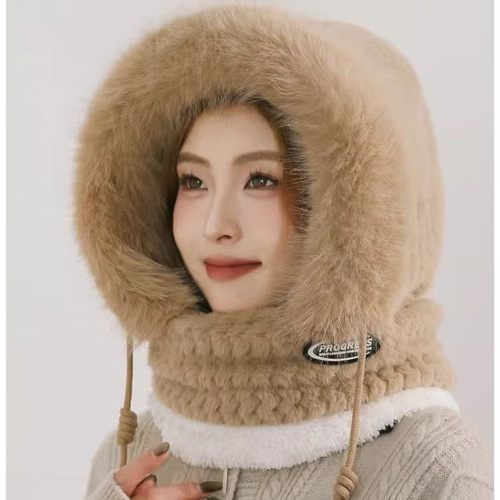 帽子围脖口罩一体户外女冬季旅游防寒保暖装备骑行加厚毛绒护耳帽