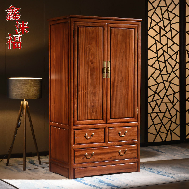 新中式两门卧室纯实木储物衣柜
