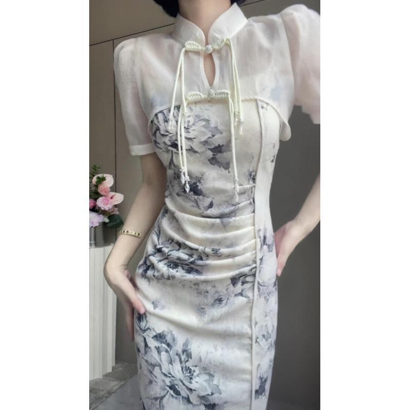 新中式吊带连衣裙2024新款女夏装搭配一整套显瘦高端精致国风套装-封面