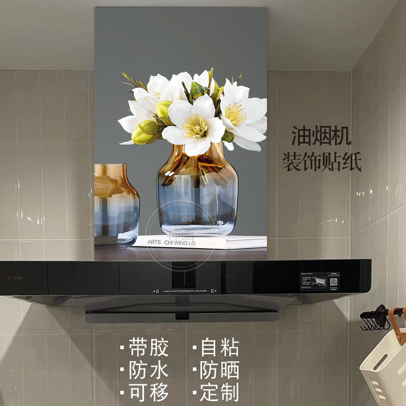 现代花瓶油烟机贴画自粘防油定制