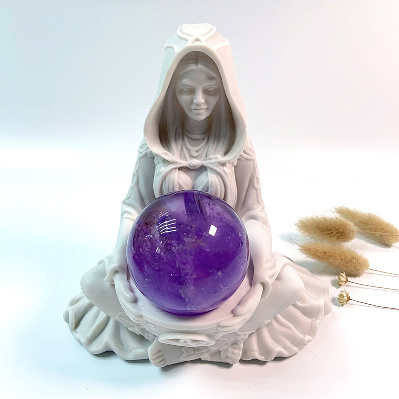 树脂球座底座 女巫师水晶球底托球形矿标收纳支架摆件适合4-6cm球