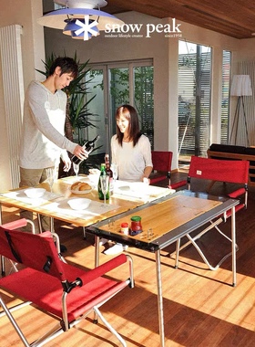 snow peak雪峰折叠椅宽版加高红色 LV-077户外露营便携LV-071长椅