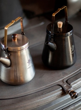 日本 Fireside 22年新款户外露营不锈钢银/黑色水壶 咖啡壶1.0L