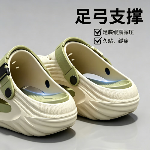 夏季居家户外沙滩游玩厚底洞洞鞋