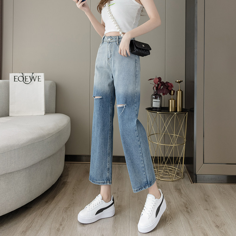 Eighth hole Jeans Thin section summer Paige Straight Nine points Broad leg One meter Small Height Women's wear 2021in the Women's clothing/Boutique , Jeans  category - from Buy2taobao.com to provide professional Taobao agent buy service