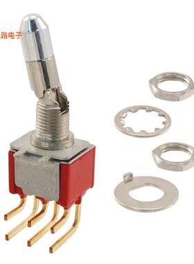 7201K2ABE -原装[SWITCH TOGGLE DPDT 0.4VA 20V面板安装，直角