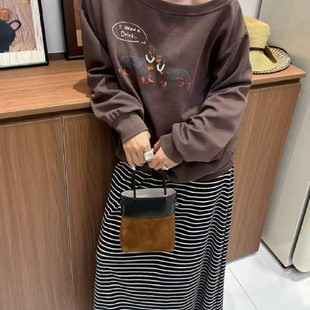 早秋斜肩设计长袖 宽松显瘦慵懒高级感上衣 t恤女小众秋季 2025新款