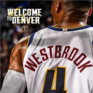 热压款掘金队4号威斯布鲁克威少球衣威少城市版宣告版篮球服背心