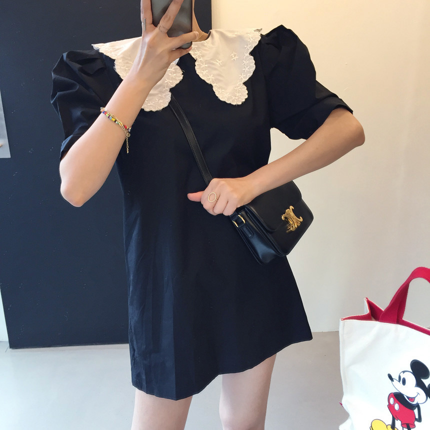 Sweet baby collar patchwork dress