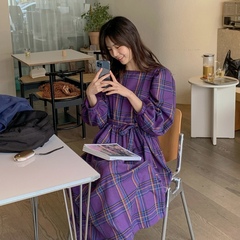 Retro Purple Plaid loose dress