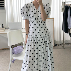 Polka Dot collar single breasted dress