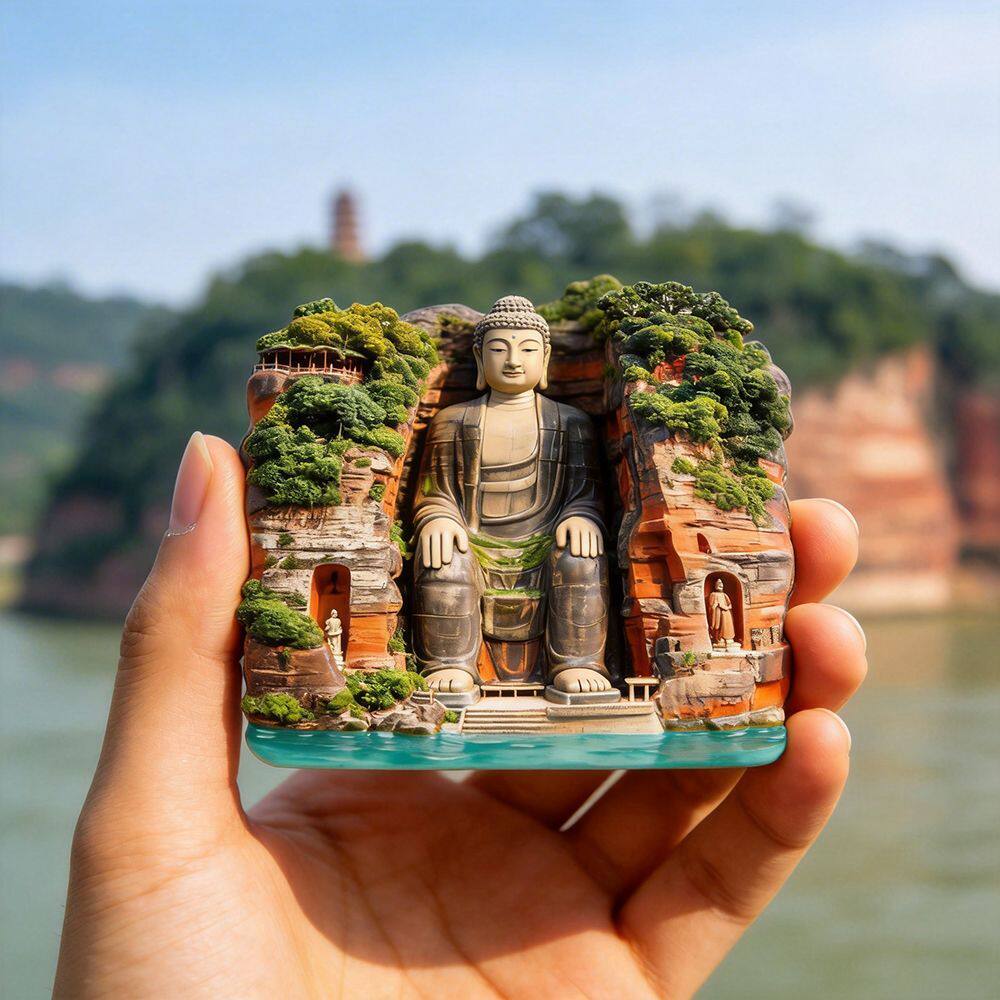 四川乐山大佛树脂立体浮雕磁吸冰箱贴文旅纪念小礼品实惠纪念礼品