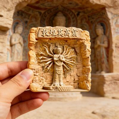 敦煌莫高窟浮雕文旅纪念冰箱贴