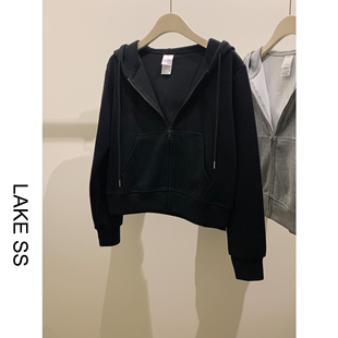 2件79 清仓1件49 3件99 春秋款 拉链开衫 黑色卫衣女短款 断码