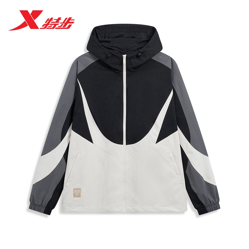 特步双层防风夹克风衣外套男