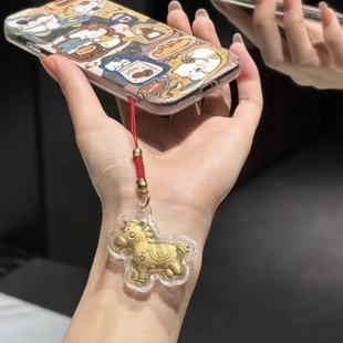 2026黄金足金999马上有钱钥匙扣含金手机包包汽车挂件马年礼物