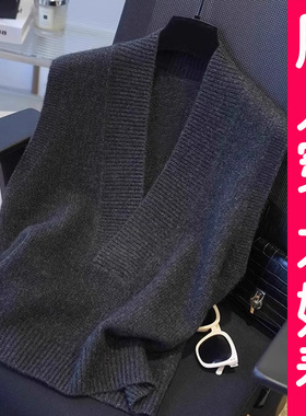 大码v领针织毛衣马甲背心女士叠穿坎肩无袖马夹上衣胖mm春秋冬季