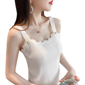 大码设计感小众冰丝吊带背心女夏内搭外穿针织打底衫无袖上衣胖mm
