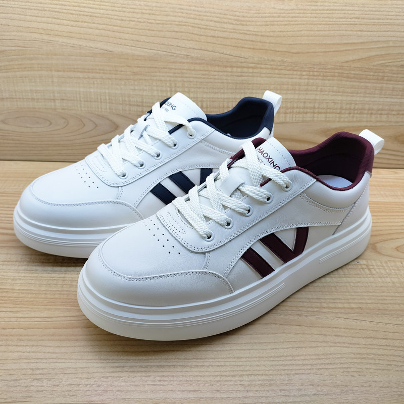 2025春季豪行男鞋真皮休闲板鞋小白鞋15197389舒适百搭软牛皮正品