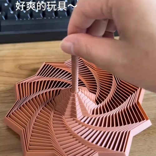 3d打印螺旋塔创意解压助眠带手柄六边型玩具立体萝卜塔趣味错觉