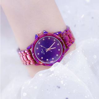 2022年新款正品BS时尚潮流防水热销韩版花边梦幻紫色女表气质腕表