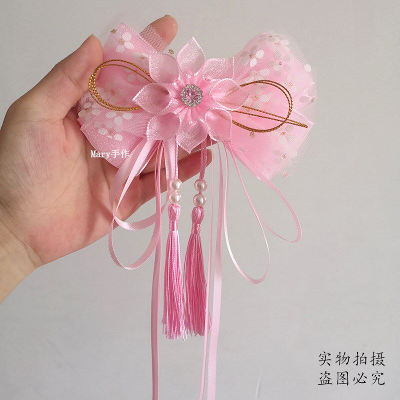 公主超仙飘带大蝴蝶结发夹手工儿童发饰女孩发卡头花女童头饰甜美
