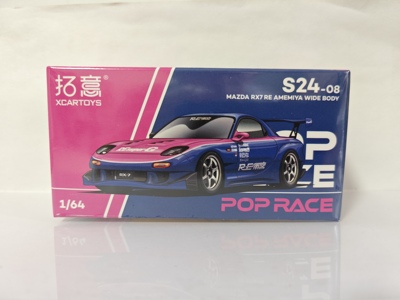 拓意POPRACE合金1/64马自达RX7超跑收藏摆件雨宫粉蓝拼色赛车模型