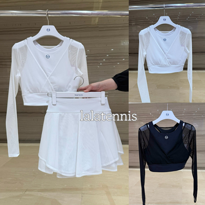 韩代｜SergioTacchini网球叠穿式网纱长袖运动罩衫含胸垫｜25春夏