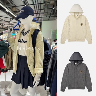 韩国直邮 Wilson25秋新男女通用网球运动羊毛针织外套&帽子可拆卸