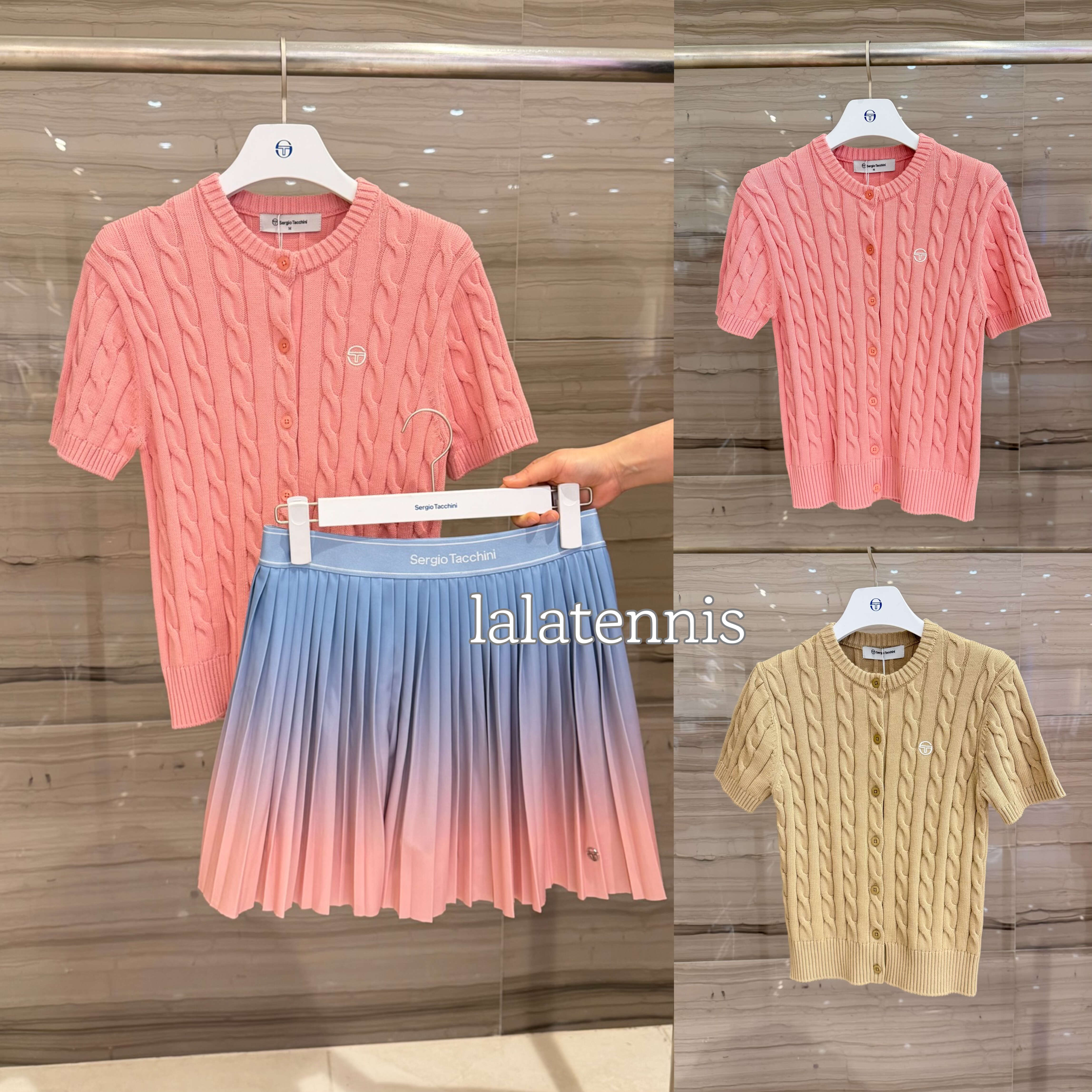 韩国直邮｜SergioTacchini休闲运动风女士麻花针织短袖开衫｜26春