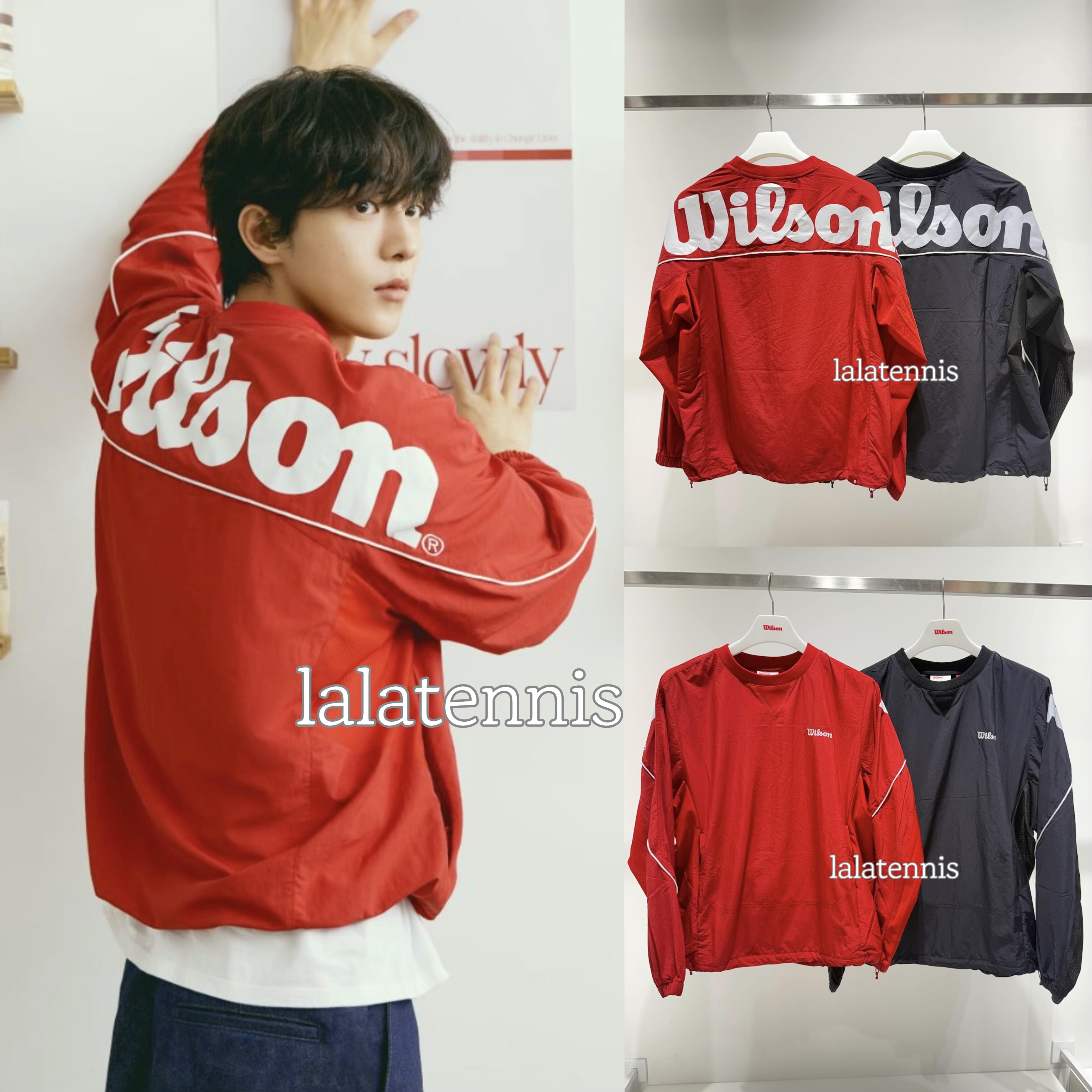 韩代｜Wilson南柱赫同款男士宽松版背面大Logo梭织弹性长袖｜25fw