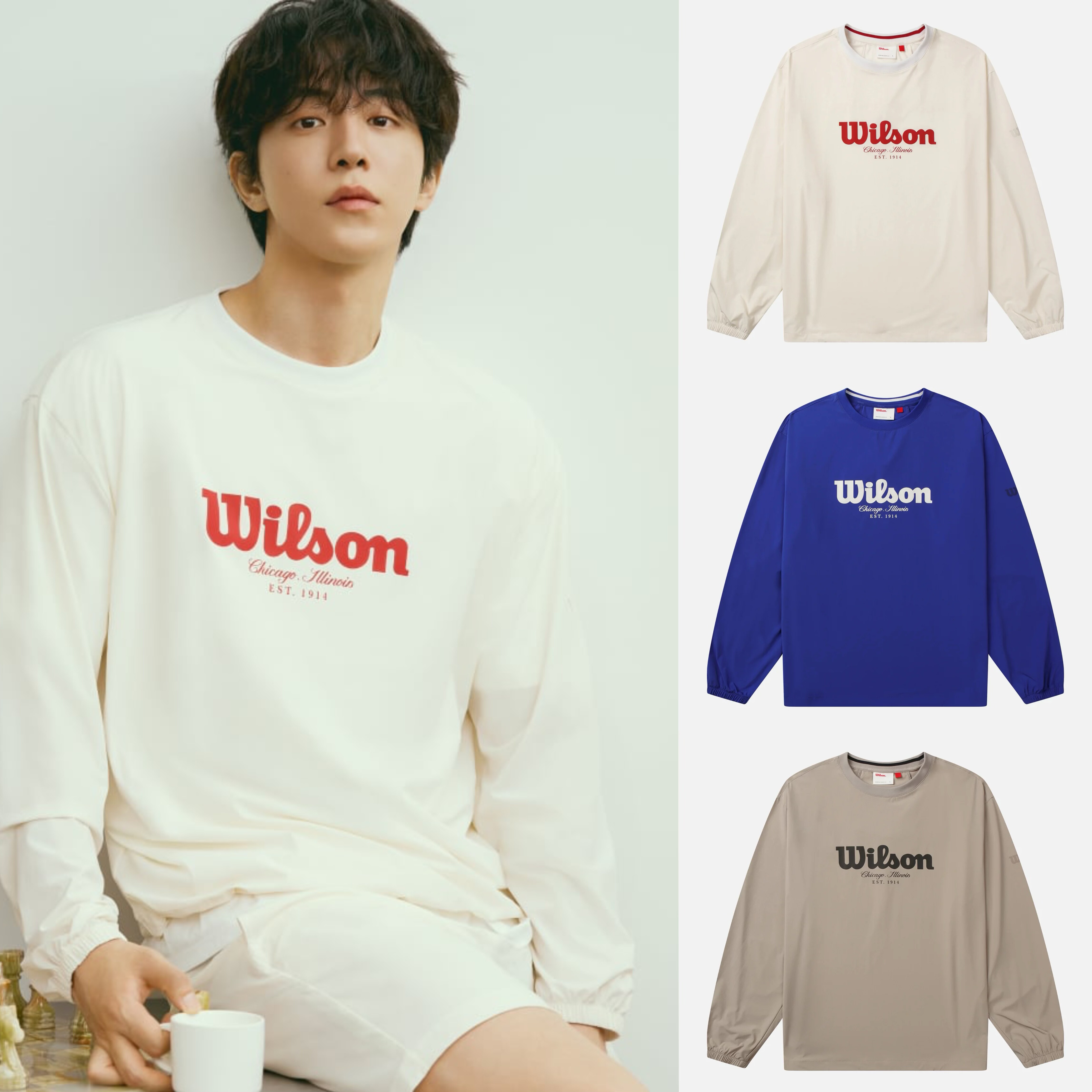 韩代奥莱特价 Wilson威尔胜网球男款大LOGO印花高弹速干长袖 25秋
