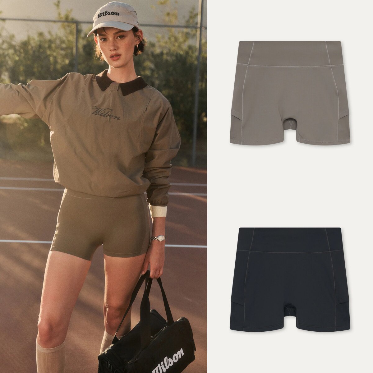 韩代 威尔胜Wilson女士26春网球棉花糖触感高弹吸湿速干3分打底裤