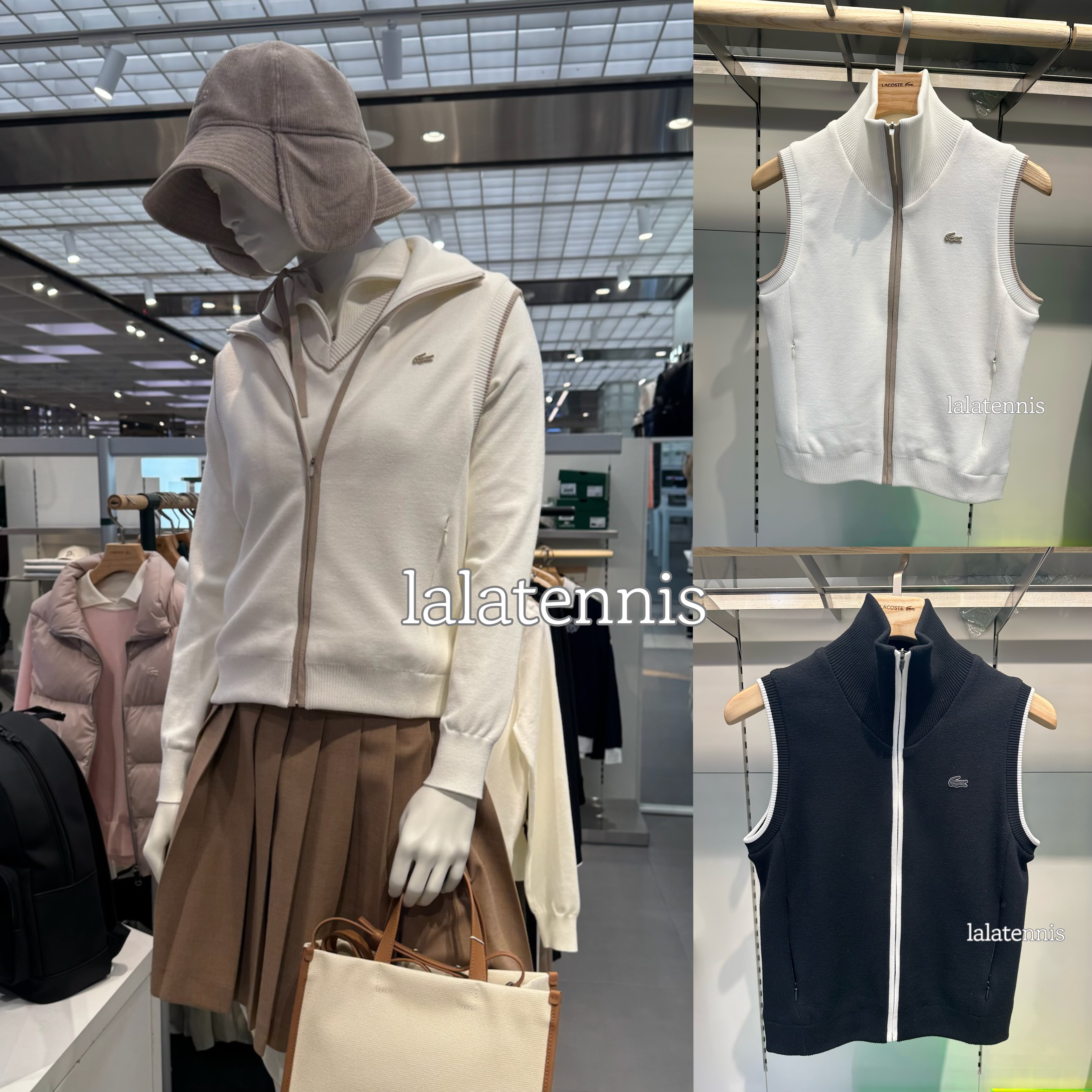 韩国直邮｜鳄鱼女士高尔夫背部夹棉翻领拉链针织背心马甲｜25秋冬