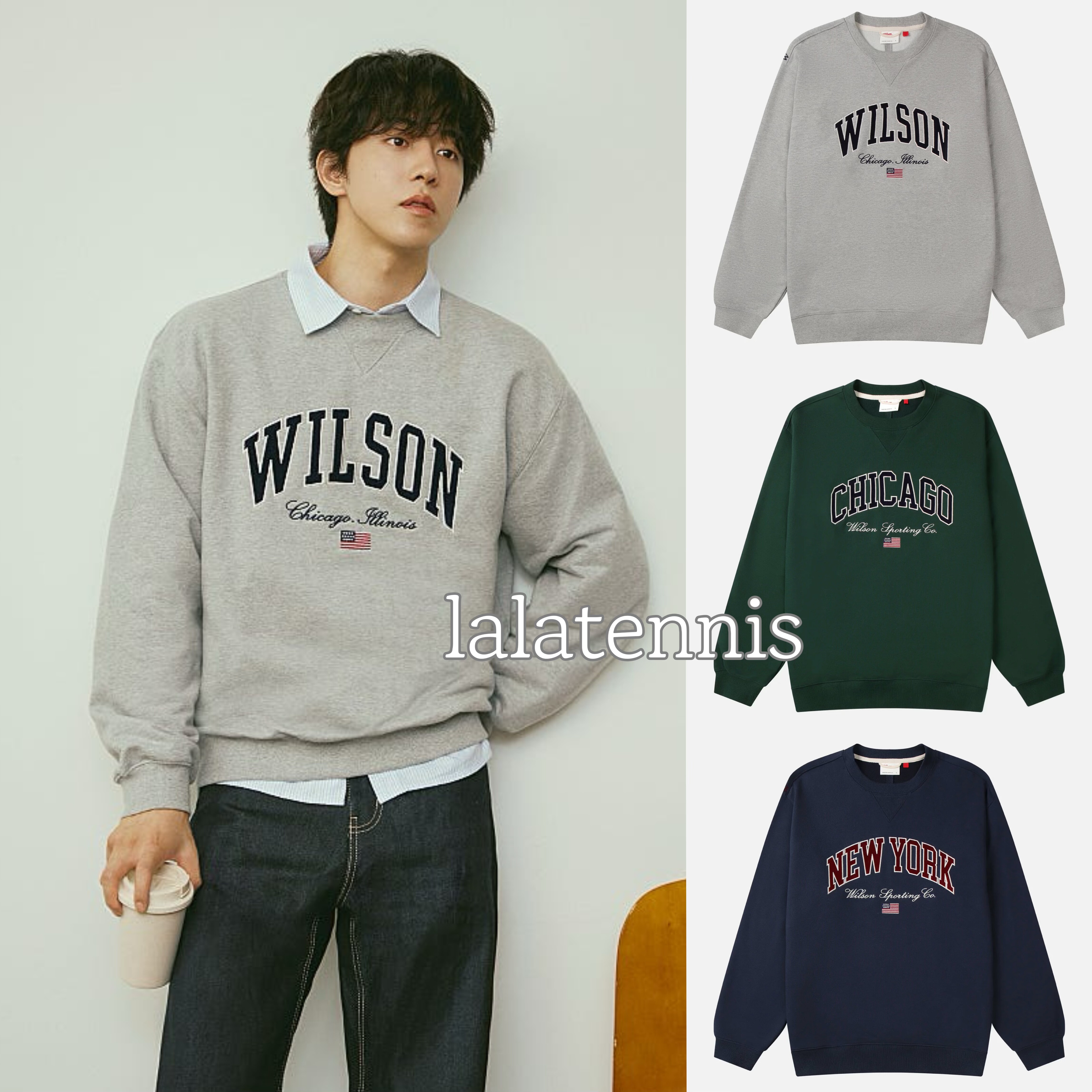 韩国直邮｜威尔胜wilson网球系列男款CITY复古运动休闲卫衣｜25fw