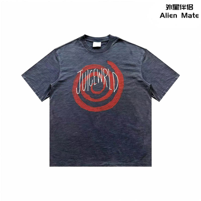 外星伴侣Juice WRLD 24SS新款旋涡LOGO字母印花圆领竹节棉短袖T恤