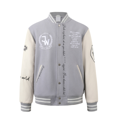 外星伴侣Juice WRLD FW25刺绣街头皮袖收口美式棒球服外套夹克