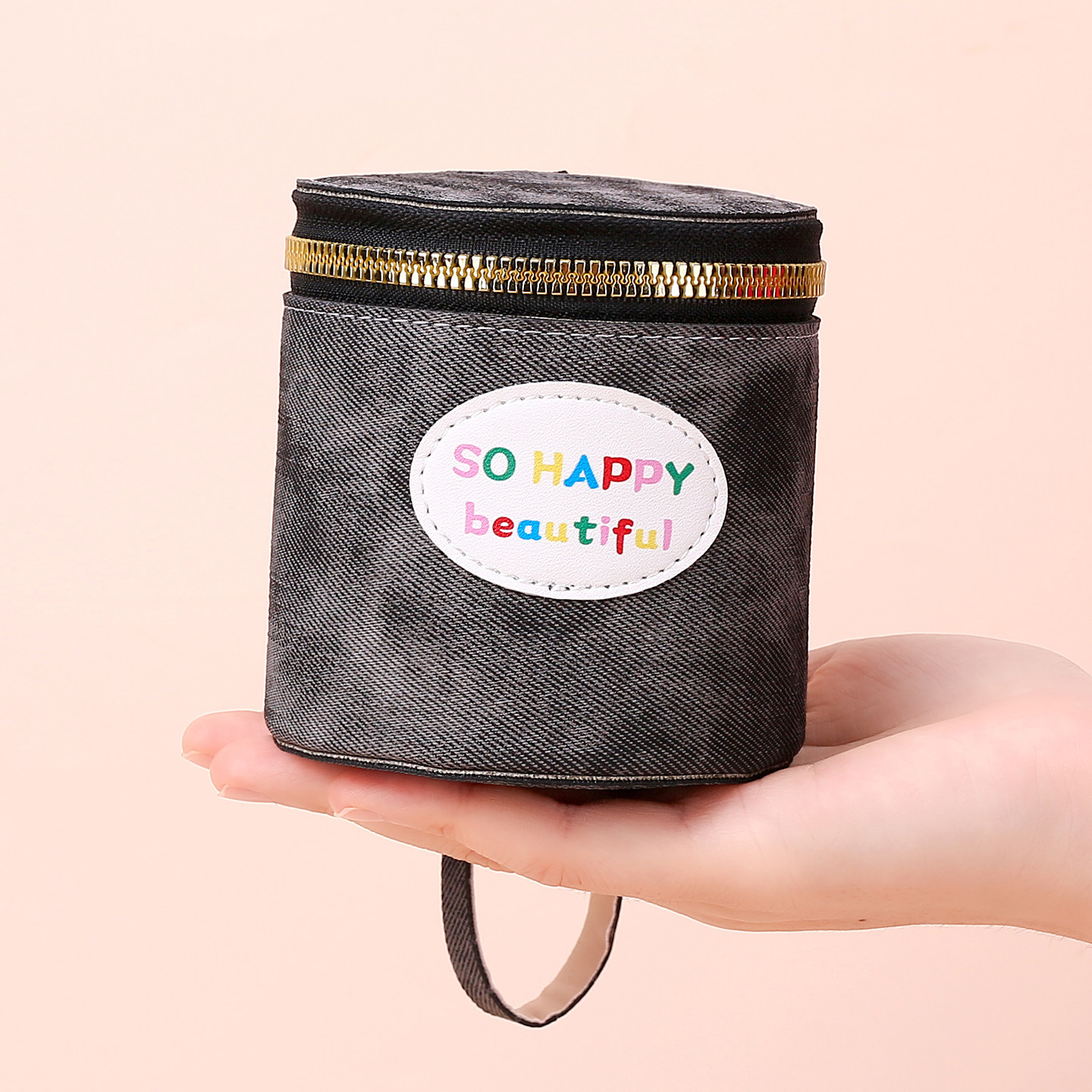 2026款休闲简约帆布迷你口红收纳包便携拉链化妆盒随身挂包大容量