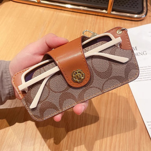 男女太阳真皮眼镜包欧美时尚 眼镜盒近视眼镜墨镜保护套 复古便携式