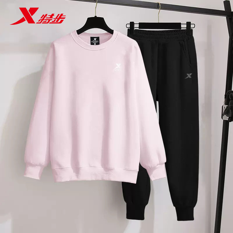 特步运动套装女春装晨跑服官网旗舰品牌休闲两件套春秋健身跑步服