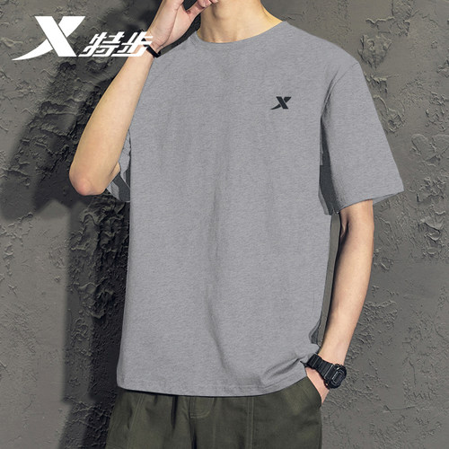 特步夏季纯棉短袖T恤圆领宽松