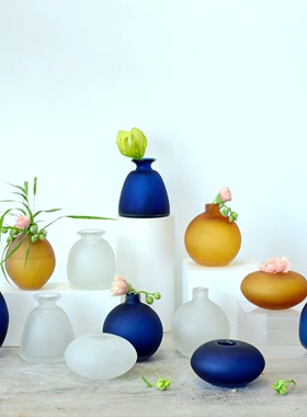 海曼尼简约透明玻璃花瓶手工水培家居客厅插花摆件装饰艺品0708