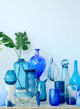 海曼尼简约透明玻璃花瓶手工水培家居客厅插花摆件装饰艺品0615