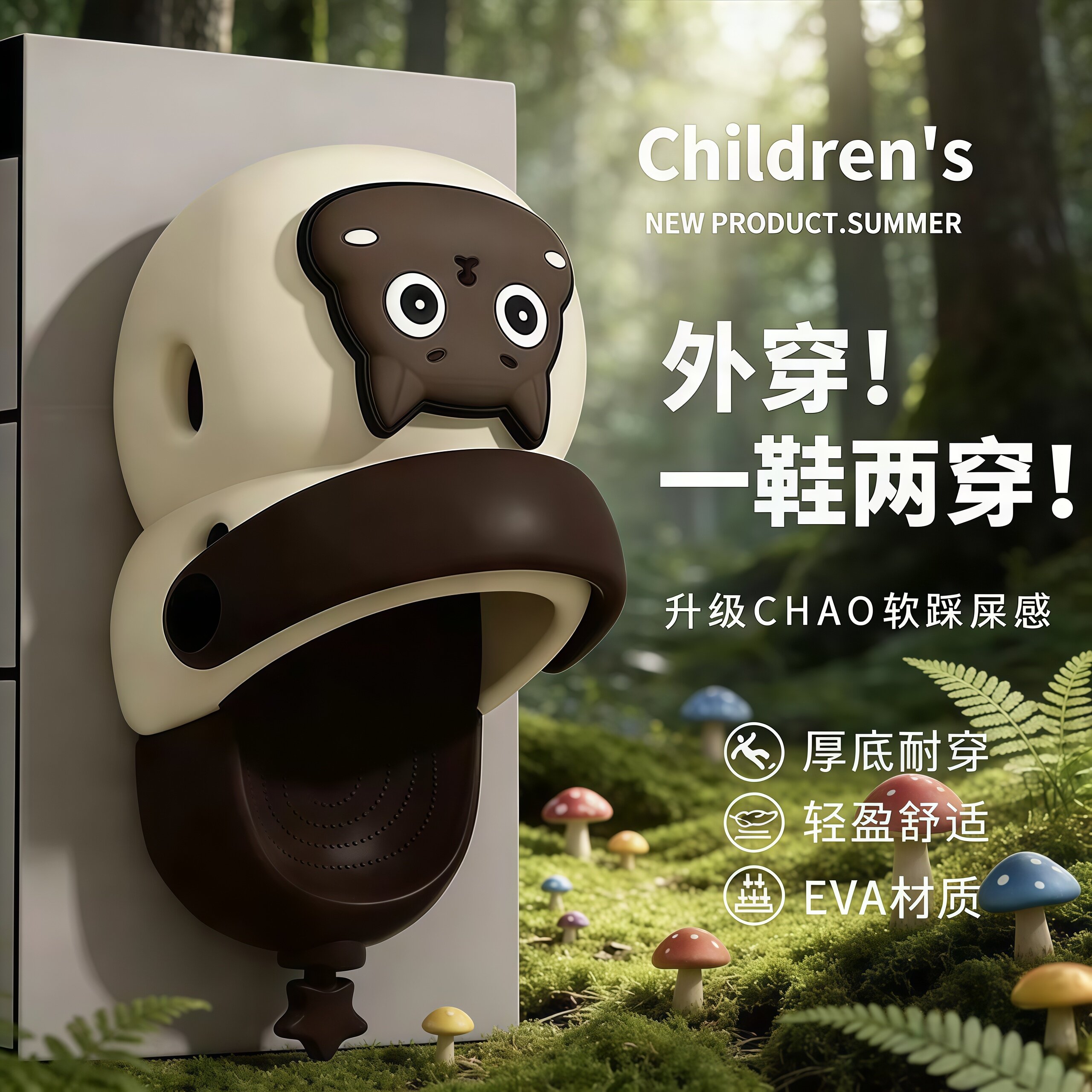 儿童洞洞鞋新款夏季可爱男童中童室内户外学生厚底包头女孩凉拖鞋