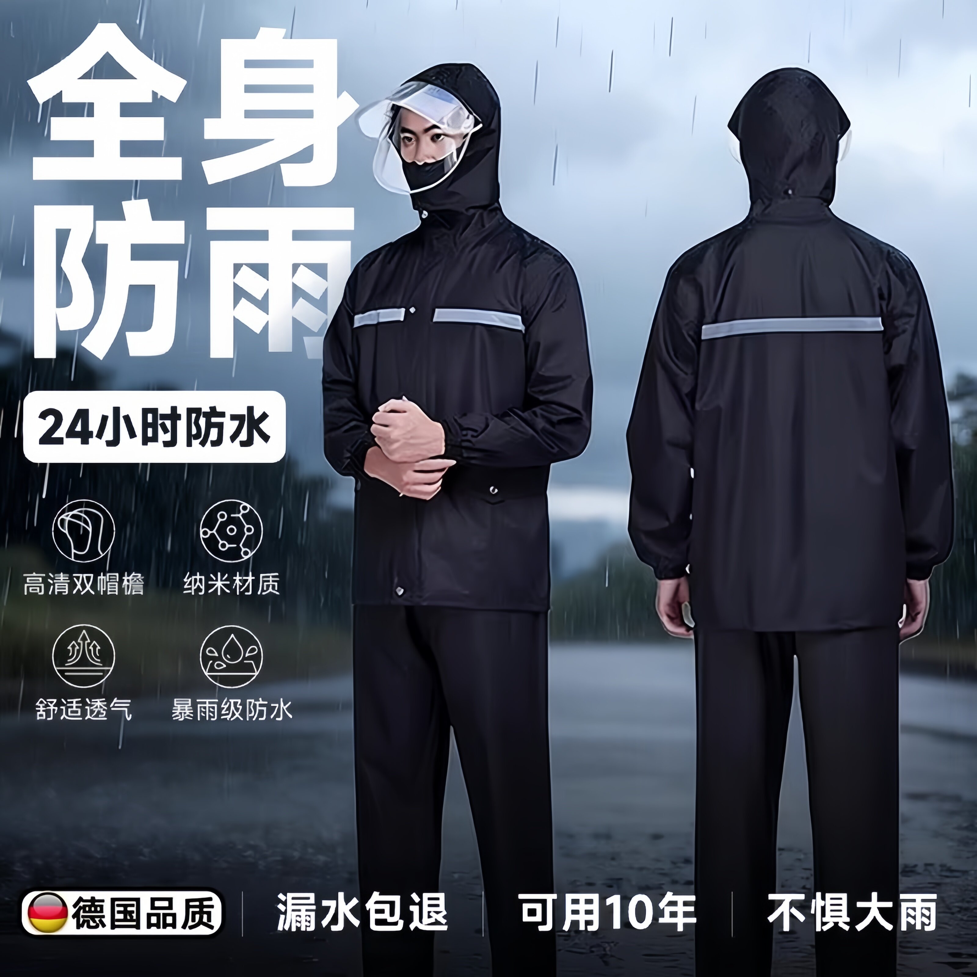 长款套装雨衣雨裤男款分体式外卖骑手专用单人全身防暴雨骑行防水