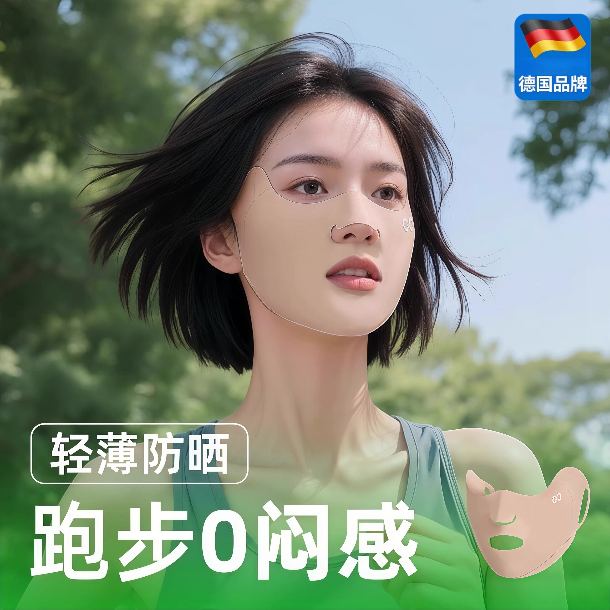 防晒口罩跑步面罩女户外运动骑行专用防紫外线透气易呼吸脸基尼