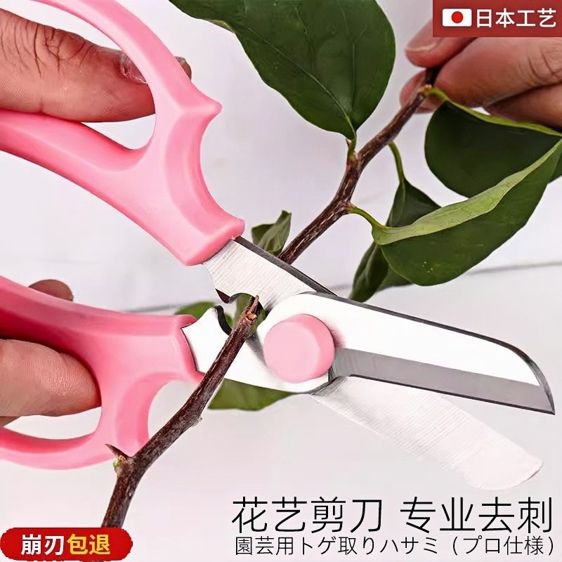日本花艺剪刀鲜花修剪花卉园艺不锈钢修花插花花店专用打刺修枝剪